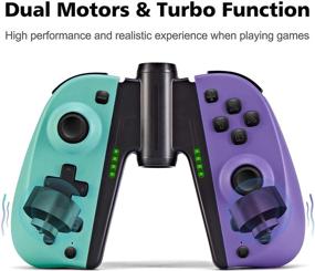 img 1 attached to 🎮 Nintendo Joy-Con Replacement Controllers - FUNLAB Switch Joycon Pair with Grip, Turbo/Vibration/Motion Functions, Macro Button (Turquoise/Purple)