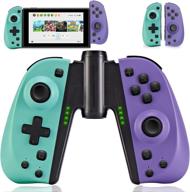 🎮 nintendo joy-con replacement controllers - funlab switch joycon pair with grip, turbo/vibration/motion functions, macro button (turquoise/purple) logo