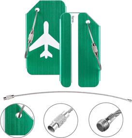 img 3 attached to Gostwo Metal Luggage Tags Bag Tag Stainless Steel Loop (Green 2 Pcs Set)