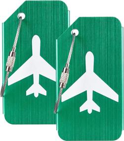 img 4 attached to Gostwo Metal Luggage Tags Bag Tag Stainless Steel Loop (Green 2 Pcs Set)