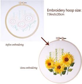 img 4 attached to 🌸 Search-Optimized Embroidery Kits: Vibrant Flower and Plant Designs, Complete Embroidery Starter Sets with Patterns, Hoop, Threads, Tools, and Stamped Cloth - Ideal Beginner Kit