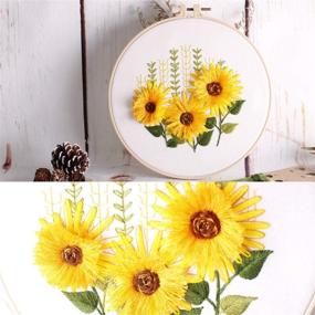 img 2 attached to 🌸 Search-Optimized Embroidery Kits: Vibrant Flower and Plant Designs, Complete Embroidery Starter Sets with Patterns, Hoop, Threads, Tools, and Stamped Cloth - Ideal Beginner Kit