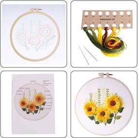 img 3 attached to 🌸 Search-Optimized Embroidery Kits: Vibrant Flower and Plant Designs, Complete Embroidery Starter Sets with Patterns, Hoop, Threads, Tools, and Stamped Cloth - Ideal Beginner Kit