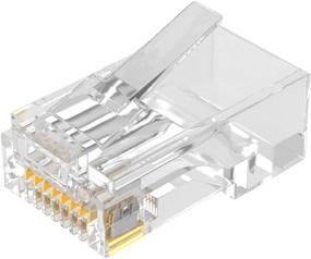 img 1 attached to 🔌 высококачественные коннекторы RJ45 Cat5 Cat6 - пропускной, золоченые 3-х пиновые 8P8C модулярные разъемы - упаковка из 50 штук