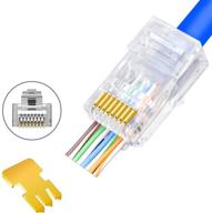 🔌 high-quality rj45 cat5 cat6 connectors - pass through, gold plated 3 prong 8p8c modular plugs - pack of 50 logo