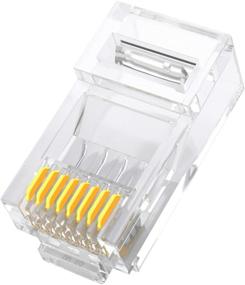 img 2 attached to 🔌 высококачественные коннекторы RJ45 Cat5 Cat6 - пропускной, золоченые 3-х пиновые 8P8C модулярные разъемы - упаковка из 50 штук