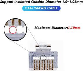 img 3 attached to 🔌 высококачественные коннекторы RJ45 Cat5 Cat6 - пропускной, золоченые 3-х пиновые 8P8C модулярные разъемы - упаковка из 50 штук