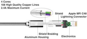 img 2 attached to ⚡ Высококачественный LAX зарядный кабель Lightning для iPhone - сертифицированный MFi прочный плетеный USB-кабель Apple Lightning для iPhone 11/11 Pro Max/XS Max/X/iPad.