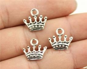 img 3 attached to Set of 15 Silver Crown Charms - 13-14mm Size (NS598) - Bulk Offer