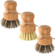 🧽 bamboo scrub brush - s&c kitchen, cleans pans, vegetables, dishes, and woks, kitchen and bathroom scrub brush, made with palm and sisal bristles, with handle, vegetable cleaning brush set of 3 logo