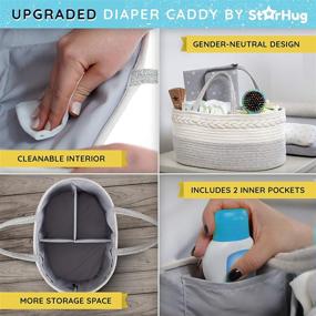 img 3 attached to 👶 StarHug Baby Diaper Caddy Organizer - Eco-Friendly Gift Basket with Cleanable Interior & 2 Inner Pockets