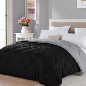 img 4 attached to Seward Park College Dorm Twin XL Size Reversible Comforter - Lightweight Quilt with Microfiber Fill for All Seasons in Black/Gray