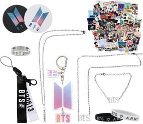 img 4 attached to 🎁 Complete Kpop BTS Bangtan Boys Gifts Set for Army - Necklace, Bracelet, Rings, Stickers, and More - Perfect Birthday Gifts for Kids, Boys & Girls, and Women