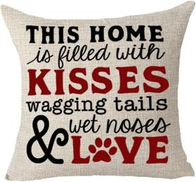 img 2 attached to 🐶 Queen's Designer 2 Piece Set: Dog Themed Cotton Linen Decorative Throw Pillow Case - Filled with Kisses, Wagging Tails, Wet Noses, and Love!