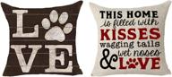 🐶 queen's designer 2 piece set: dog themed cotton linen decorative throw pillow case - filled with kisses, wagging tails, wet noses, and love! логотип