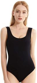 img 4 attached to SYTUNG Women's Long Sleeve Bodysuits: Stylish & Stretchy Turtleneck Leotards