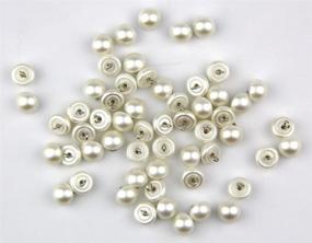 img 2 attached to 🧵 50pcs 10mm White Pearl Bead Cap Half Ball Dome Metal Circle Hook Buttons: Crafting Sewing Scarpbooking, Scarf and Clothes