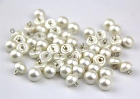 img 3 attached to 🧵 50pcs 10mm White Pearl Bead Cap Half Ball Dome Metal Circle Hook Buttons: Crafting Sewing Scarpbooking, Scarf and Clothes