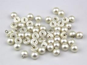 img 1 attached to 🧵 50pcs 10mm White Pearl Bead Cap Half Ball Dome Metal Circle Hook Buttons: Crafting Sewing Scarpbooking, Scarf and Clothes