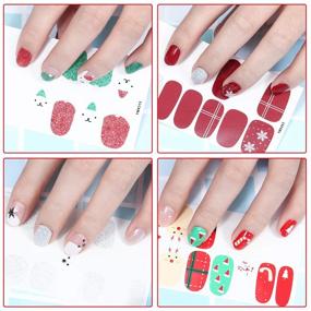 img 1 attached to 🎄 Christmas Nail Wraps: 14 Sheets of Adhesive Nail Decals for Festive Nail Art, Including Nail Buffer Files - Perfect for Women and Girls' Christmas Decoration