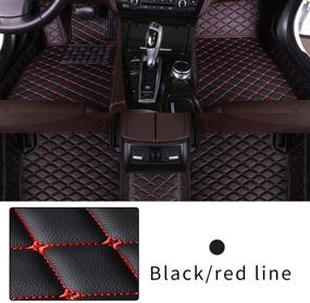 img 4 attached to Muchkey Car Floor Mat For Porsche Panamera 2010-2013 Full Coverage Interior Protection Leather Mat Black Red