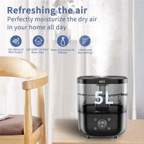 img 2 attached to 🌬️ Volsteel Large Room Humidifier for Bedroom Home - 5L Remote Control, Adjustable Cool Mist, 360° Nozzle, Ultrasonic Diffuser with Essential Oil, Auto Shut Off, Sleep Mode & Whisper Quiet Operation - Up to 12-50 Hours