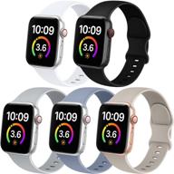 📱 pack of 5 silicone sport replacement bands for apple watch series 1-7 se - compatible with iwatch 38mm 40mm 41mm 42mm 44mm 45mm - designed for women and men logo