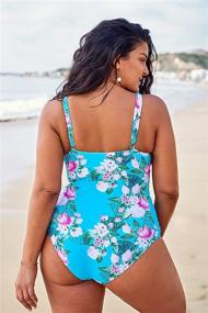 img 3 attached to 🌸 CUPSHE Women's Blue Floral Criss Cross Plus Size One Piece Swimsuit: Stylish Strappy Design for Flattering Beachwear