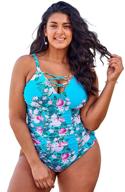 🌸 cupshe women's blue floral criss cross plus size one piece swimsuit: stylish strappy design for flattering beachwear logo