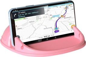 img 4 attached to 📱 Loncaster Car Phone Holder: Non-Slip Silicone Car Pad for Dashboards | Compatible with iPhone, Samsung, Android Smartphones | Pink