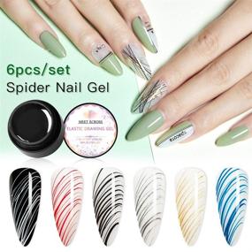 img 1 attached to 🕷️ Elastic Spider Gel Polish: Vibrant Colors for DIY Nail Art Manicure - UV/LED Soak Off, Line Drawing & Painting - Includes Brushes