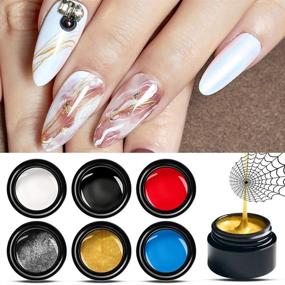 img 2 attached to 🕷️ Elastic Spider Gel Polish: Vibrant Colors for DIY Nail Art Manicure - UV/LED Soak Off, Line Drawing & Painting - Includes Brushes