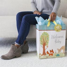 img 3 attached to 🎁 Woodland Animals 15&#34; Hallmark Extra Large Baby Gift Bag: Perfect for Baby Showers, New Parents, and More!