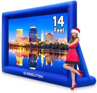 🎬 seeutek 14 feet inflatable outdoor movie projector screen with built-in fan and storage bag – ideal for mega movies, tv projectors, and theater screens in backyard for front and rear projection logo