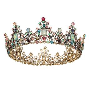 img 4 attached to 👑 Baroque Queen Crown - Rhinestone Wedding Crowns and Tiaras for Women, Costume Party Hair Accessories with Gemstones by SWEETV