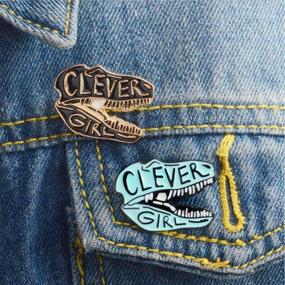 img 1 attached to 🦖 Charmart Clever Girl Enamel Pins Set of 2 - Dinosaur Brooch for Denim Coats, Bags, Backpacks, Jackets, Shirts, Lapels - Animal Badges & Gifts