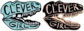 img 4 attached to 🦖 Charmart Clever Girl Enamel Pins Set of 2 - Dinosaur Brooch for Denim Coats, Bags, Backpacks, Jackets, Shirts, Lapels - Animal Badges & Gifts