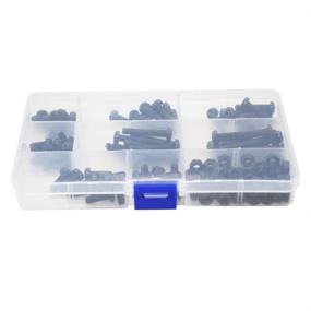 img 1 attached to 🔩 140Pcs M5 Black Nylon Pan Head Machine Screw Nut Metric Thread Round Head Bolt Assortment Set Kit