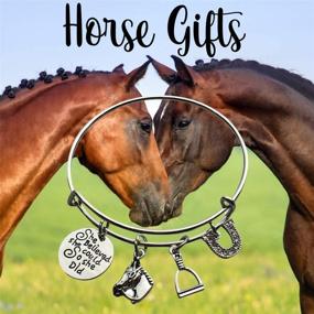 img 2 attached to 🐎 Infinity Collection Equestrian Horse Bracelet - She Believed She Could So She Did Charm Bangle Bracelet | Horse Jewelry Gift for Her