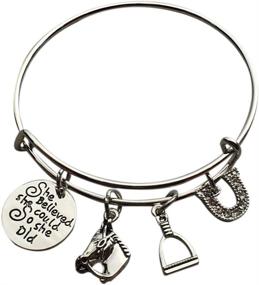 img 4 attached to 🐎 Infinity Collection Equestrian Horse Bracelet - She Believed She Could So She Did Charm Bangle Bracelet | Horse Jewelry Gift for Her