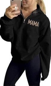 img 4 attached to Stay Comfy and Stylish with Women's Mama Life Sweatshirt - Zip Up, High Collar Pullover Jacket".