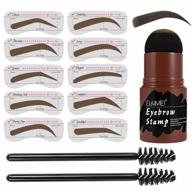 waterproof eyebrow stamp stencil kit – brow definer with 10 reusable stencils and 2 small pencil brushes (dark brown) for perfect shaping logo