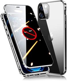 img 4 attached to 📱 Enhanced KumWum Anti Peep Case for iPhone 12 Pro Max - Magnetic Cover with 360° Double-Sided Tempered Glass, Aluminium Bumper, and Camera Lens Protector - Black