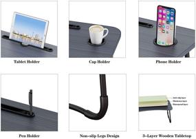 img 3 attached to Ruitta Laptop Bed Tray Table - Foldable Lap Desk Stand with Cup Holder & Pen Slot: Perfect for Bed, Couch, Sofa, and Floor - Black