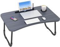 ruitta laptop bed tray table - foldable lap desk stand with cup holder & pen slot: perfect for bed, couch, sofa, and floor - black logo