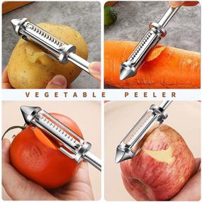 img 3 attached to 🥕 2-Piece Vegetable Peeler Set with Julienne Option, Built-in Potato Eye Remover, Non-Slip Grip, Premium Veggie and Fruit Peeler with Dual Stainless Steel Swivel Blades for Healthy Salad Preparation