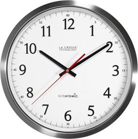 img 4 attached to La Crosse Technology UltrAtomic Analog Stainless Steel Wall Clock - 14 Inch, Model 404-1235UA-SS