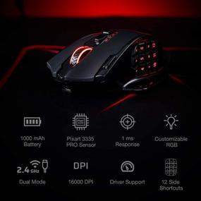 img 2 attached to 🖱️ Redragon M913 Impact Elite Wireless Gaming Mouse: 16000 DPI, 16 Programmable Buttons, RGB, Long Battery Life