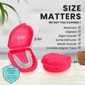 img 2 attached to 📦 2-Pack Retainer Case: Made in USA for Night Guards, Aligner Trays, Mouth Guards, Dentures, and Mouthguards. Bright Pink with Vent Holes