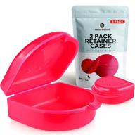 📦 2-pack retainer case: made in usa for night guards, aligner trays, mouth guards, dentures, and mouthguards. bright pink with vent holes логотип